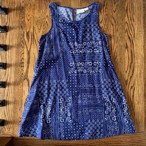 Cynthia Rowley blue linen trapeze dress S